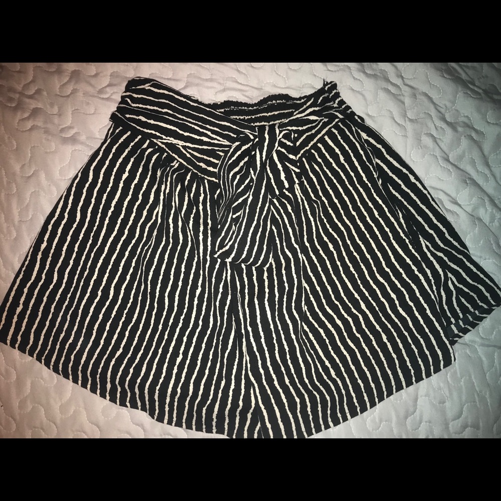 Black and white dress shorts